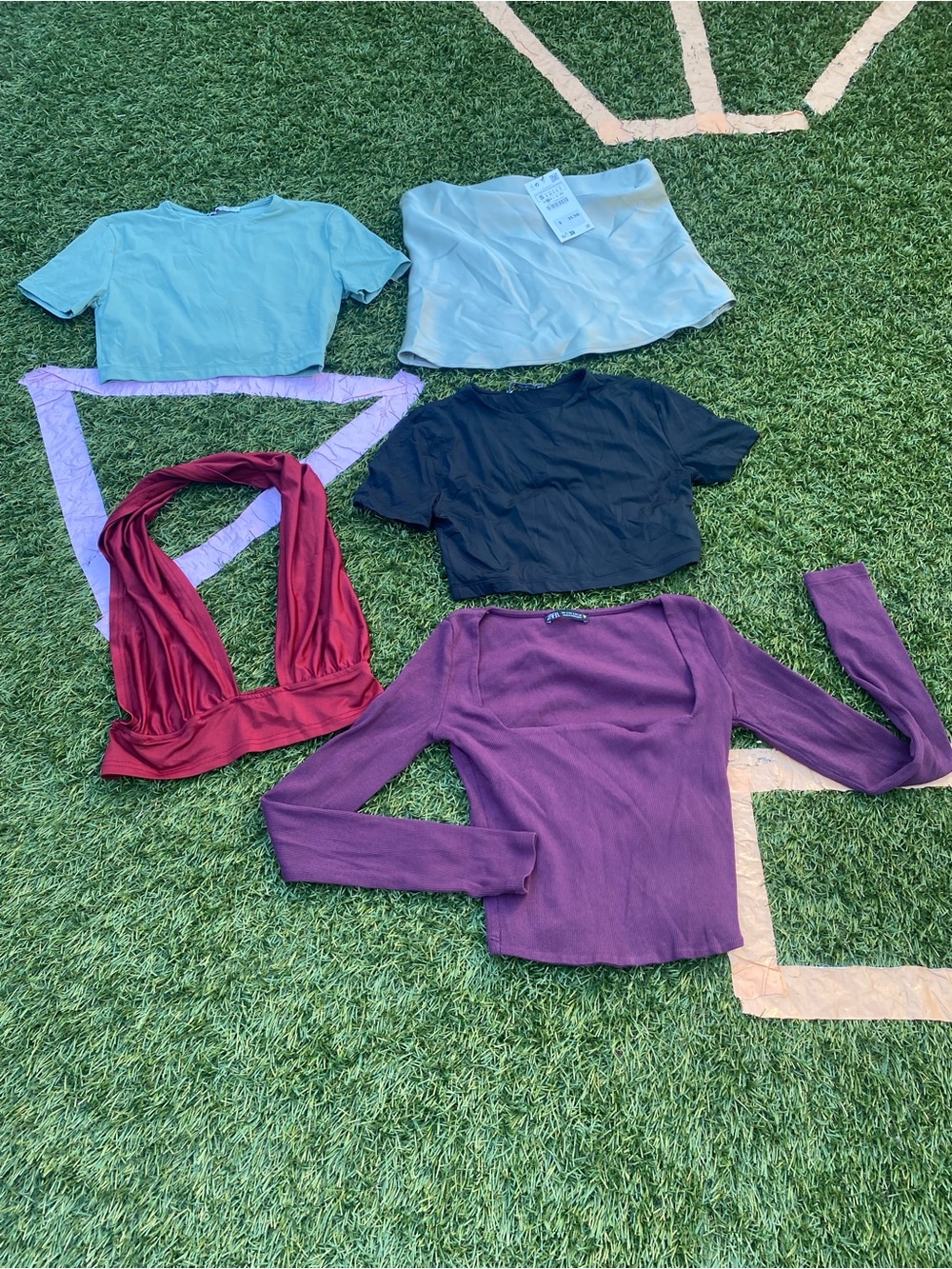 Zara Purple Long Sleeve Crop Top